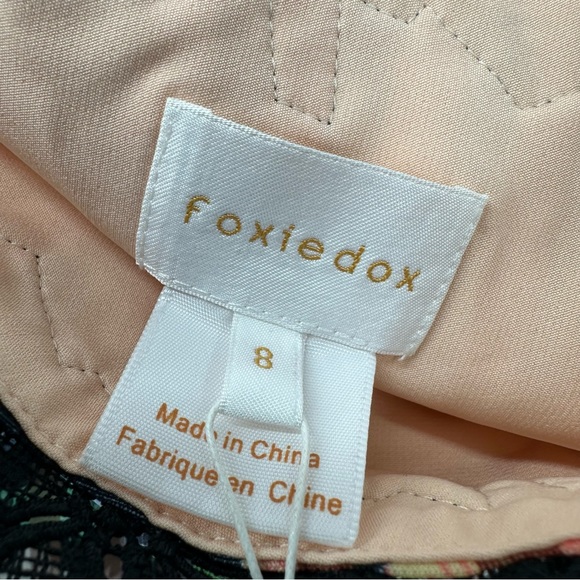 Foxiedox One Shoulder Dress Butterfly Black Floral Size 8 NEW - Picture 9 of 13